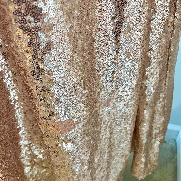 Women's Rose Gold Sequin One-shoulder Gown - Picture 8 of 11